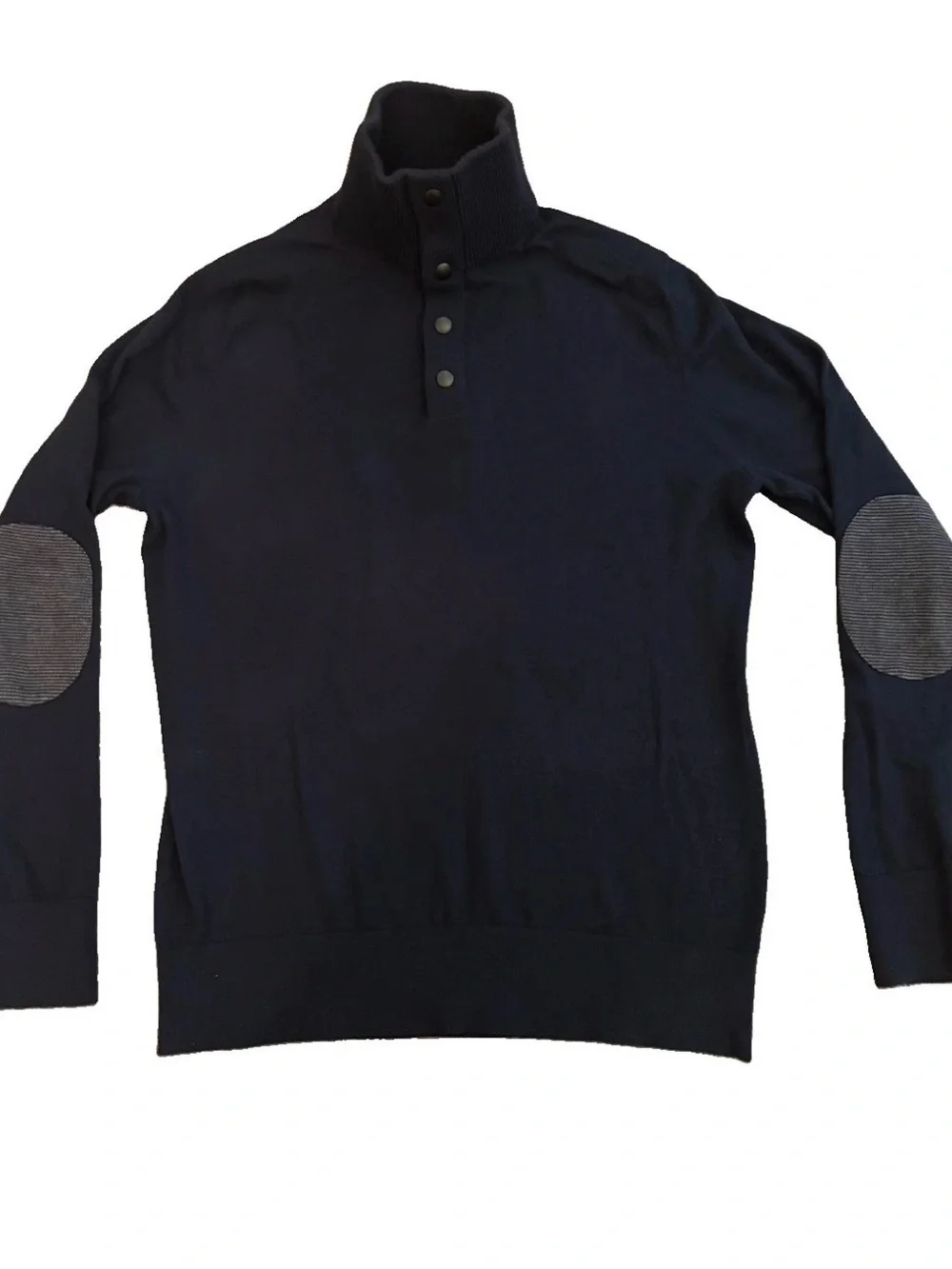 Banana Republic Men's 1/4 Snap Navy Blue Long Sleeve Knit Pullover